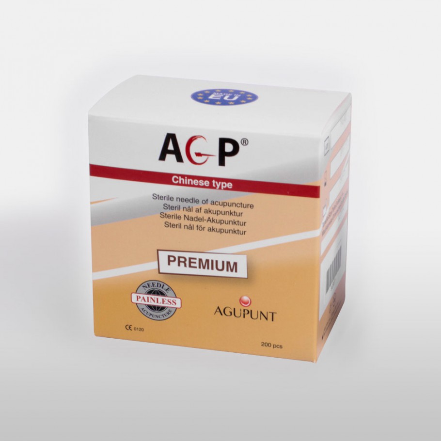 A1042 -Aguja AGP PREMIUM (mango plata envase papel individual con TUBO GUÍA) 0,25x40 (200 Unid.)